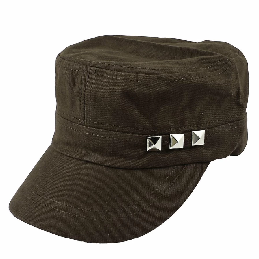 Women's Summer Peaked Cap with Stud Decor & Curved Visor - Stylish Hat Accessories