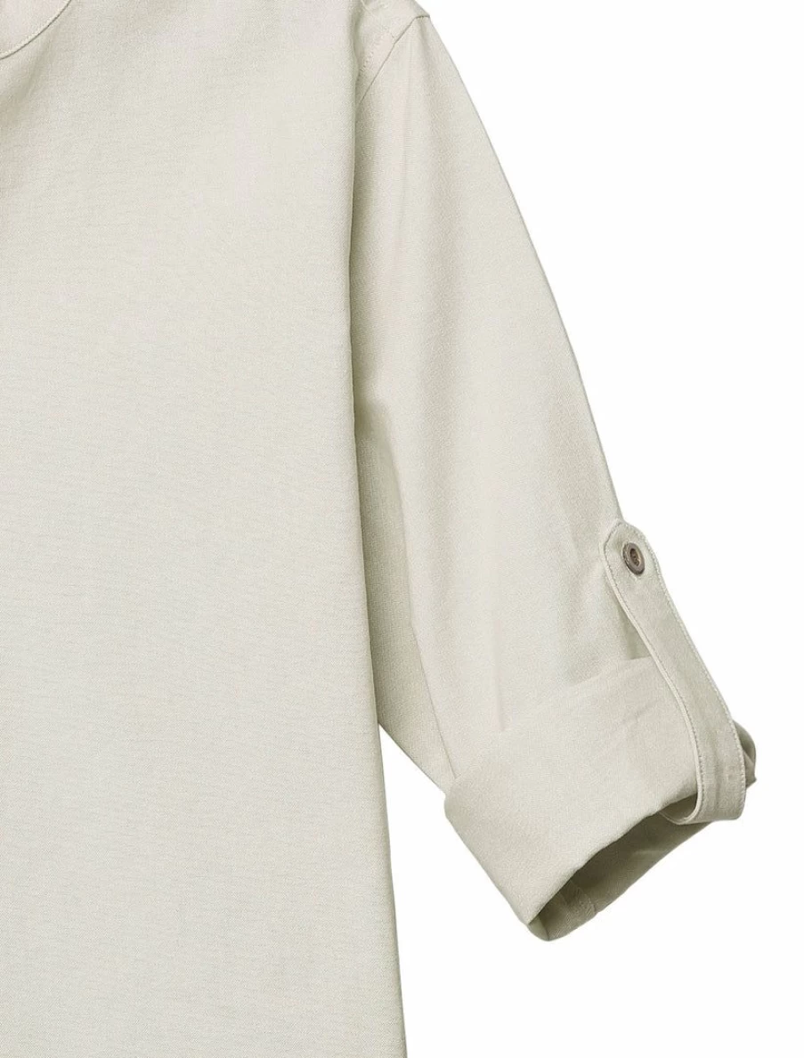 Men's Casual Lightweight Long Sleeve Henley Shirt with Banded Collar and Button Down Design
