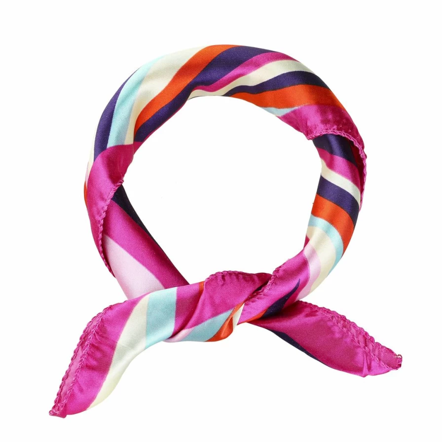 Floral Print Striped Polyester Neck Scarf for Women - Elegant Fashion Accessory