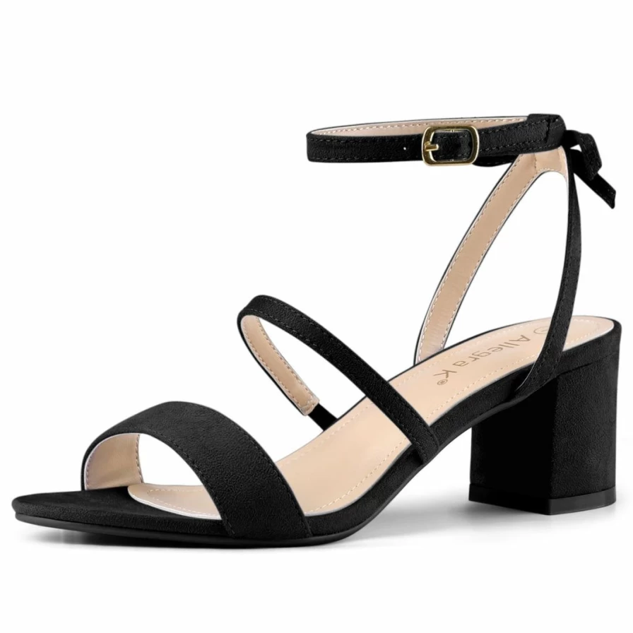 Women's Slingback Block Heel Sandals with Bow Ankle Strap - Elegant Dress Shoes for Weddings & Parties