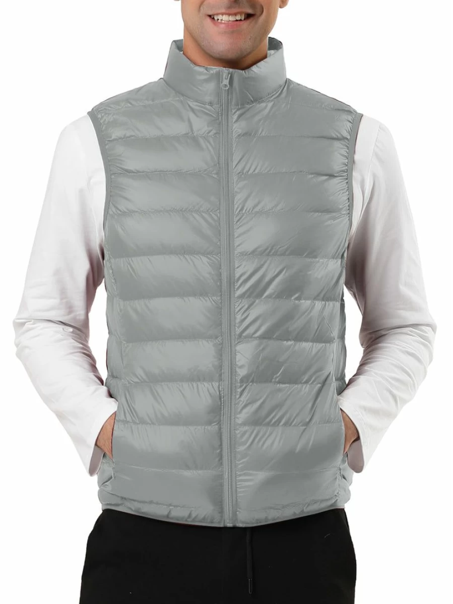 Men's Lightweight Packable Sleeveless Puffer Vest for Winter – Warm Quilted Zip-Up Design