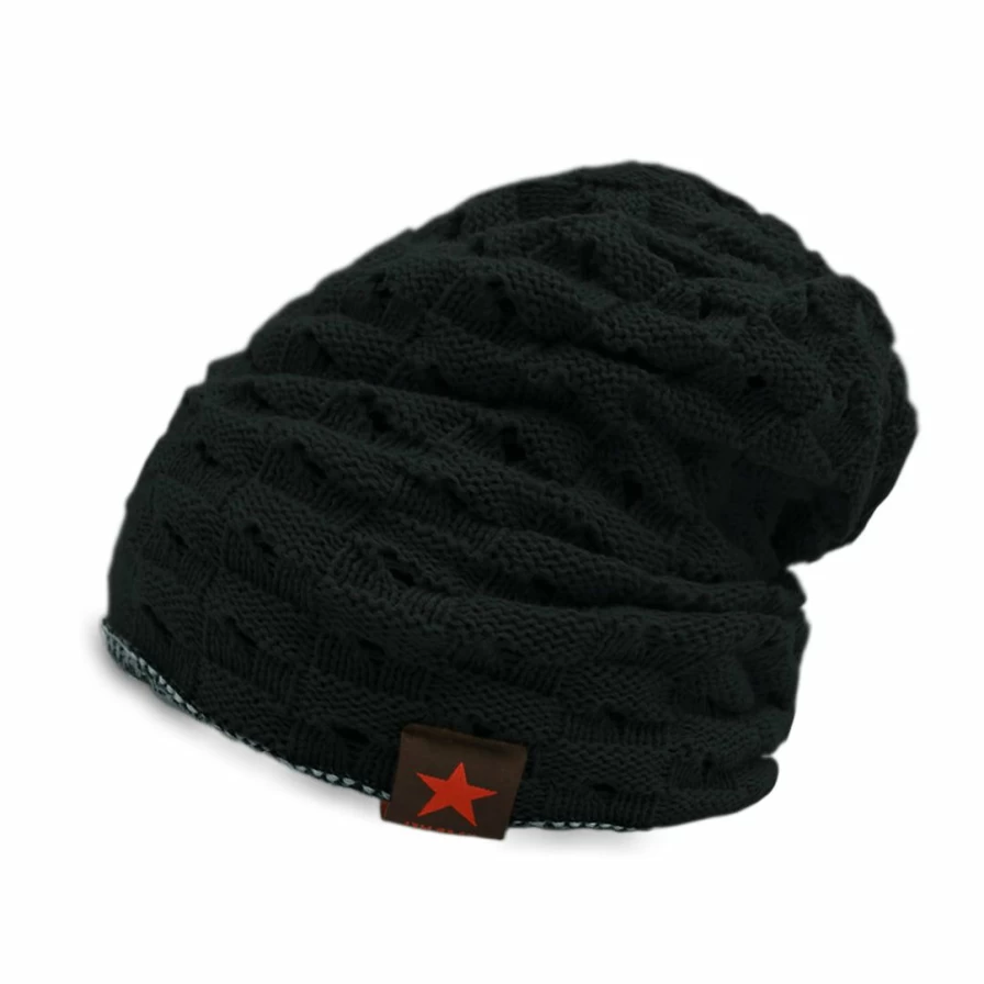 Unisex Slouchy Knit Beanie Stretchy Patterned Hat for Men and Women