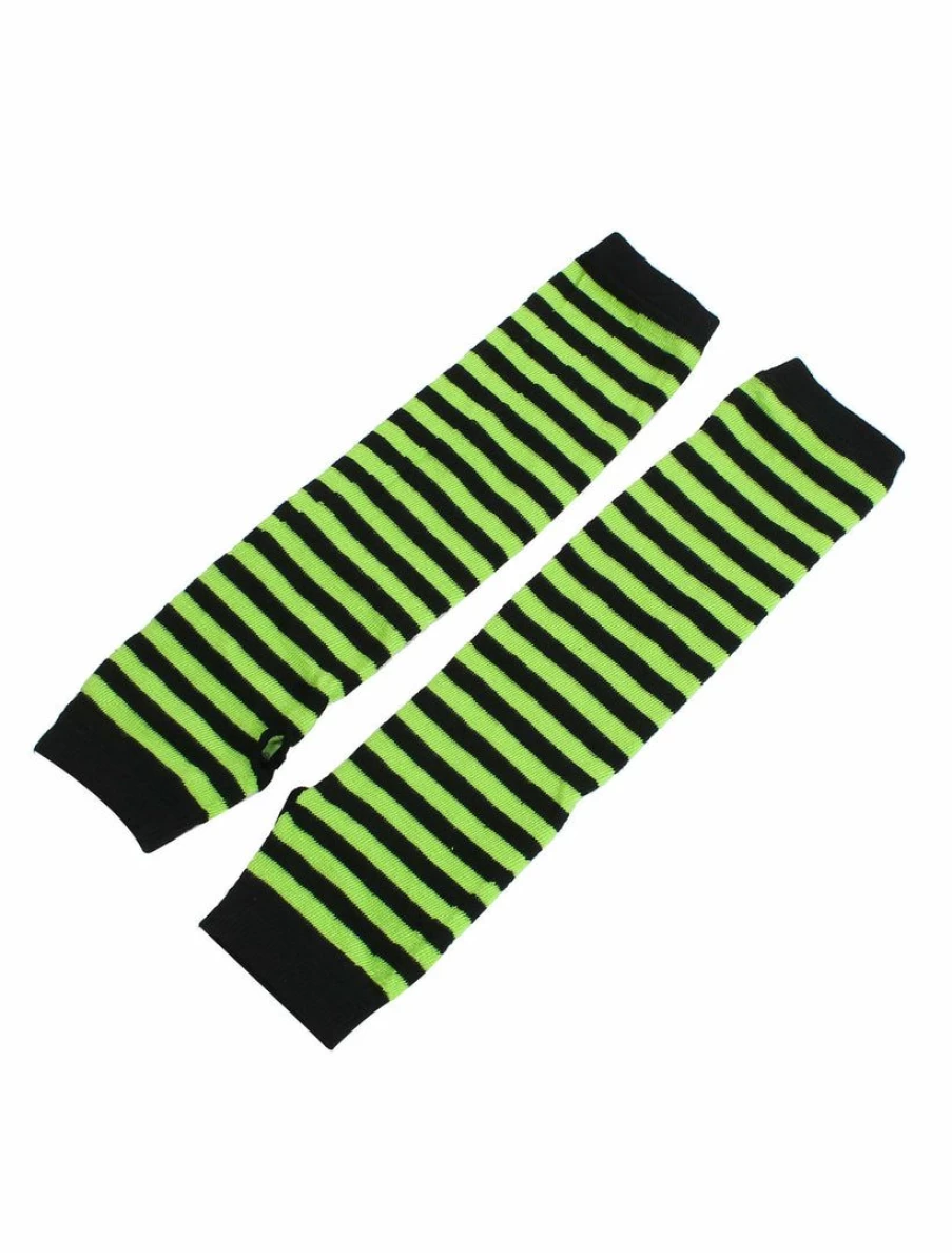 Women's Winter Fingerless Gloves with Thumbhole – Striped Elbow-Length Arm Warmers for Cold Weather