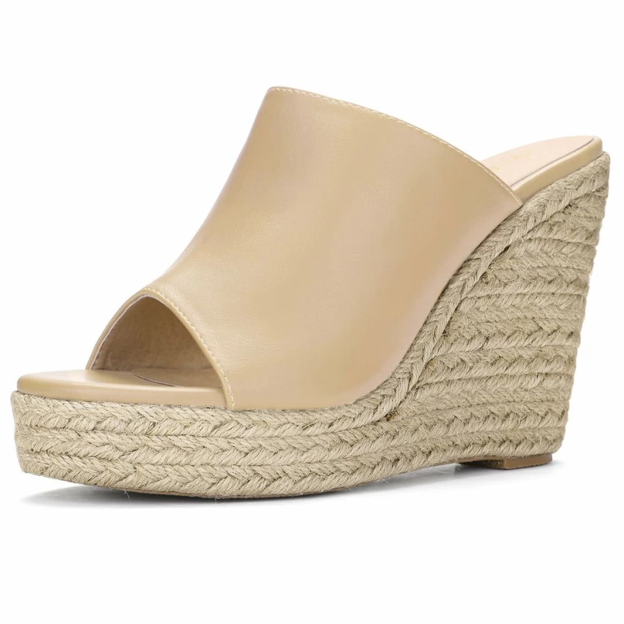 Allegra K Women's Open Toe Wedge Espadrille Platform Sandals Mules Shoes