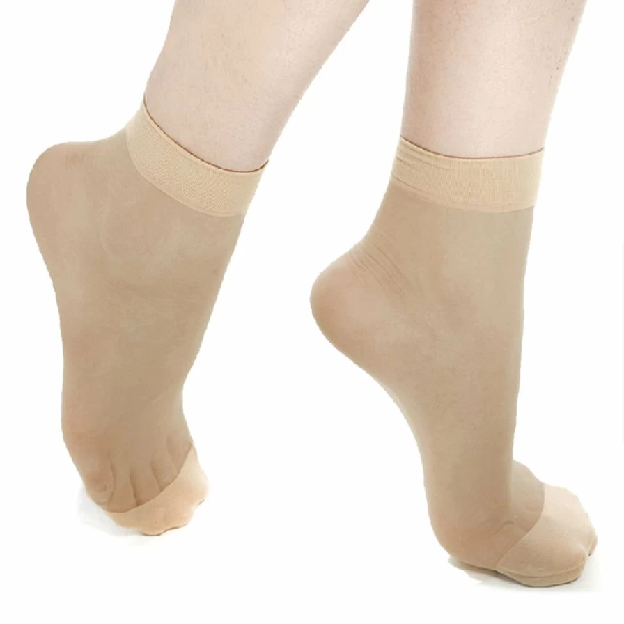 Beige Stretchy Sheer Ankle Socks for Women - 10-Pair Pack Comfortable Casual Socks