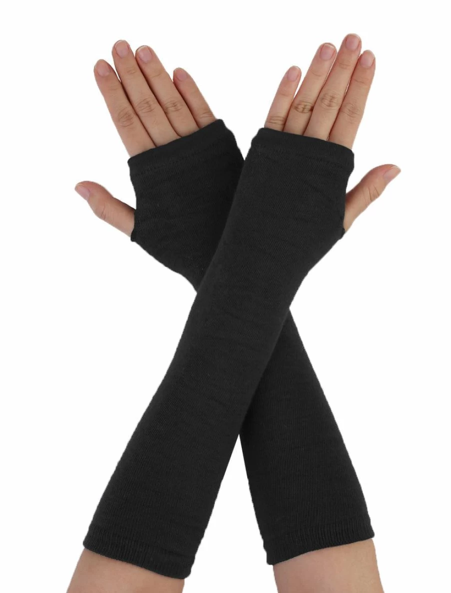 Women's Long Stripe Thumbhole Fingerless Gloves Elbow Length Arm Warmers for Fashion and Warmth