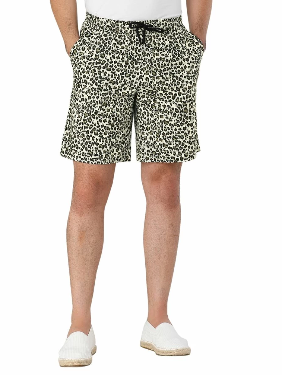 Men's Summer Beach Shorts with Drawstring - Printed Pattern Swim Trunks for Casual Wear