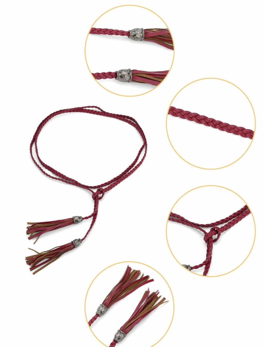 Women's Fashion Tassel Beaded Braided Skinny Waist Belt Accessory for Stylish Outfits