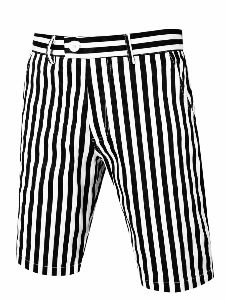 Men's Slim Fit Seersucker Chino Shorts - Flat Front Summer Casual Stripe Pants