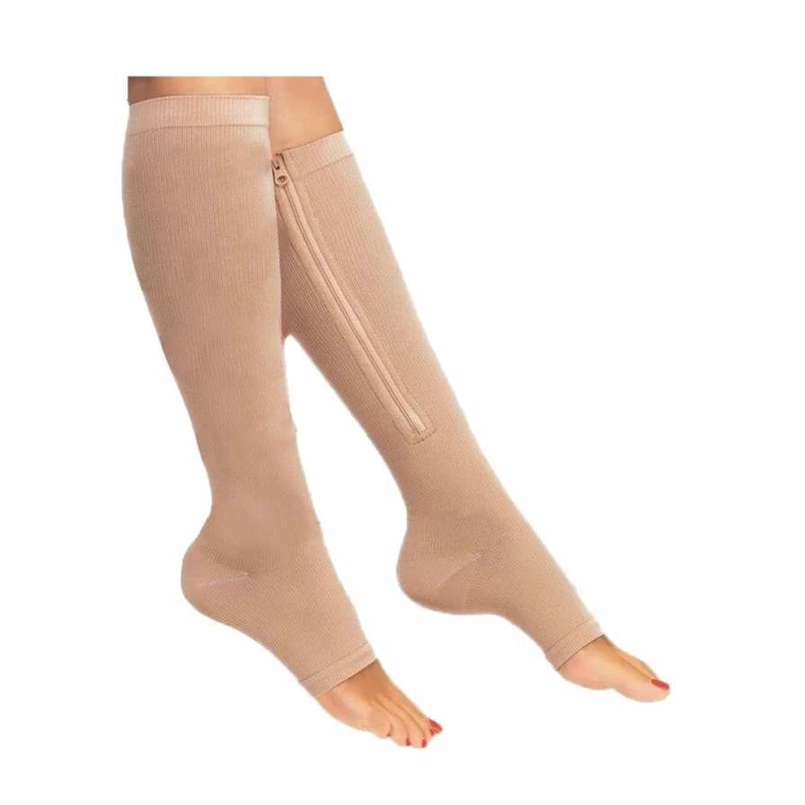 Allegra K Black Unisex Knee High Compression Socks with Ankle Band & Toeless Design - 1 Pack