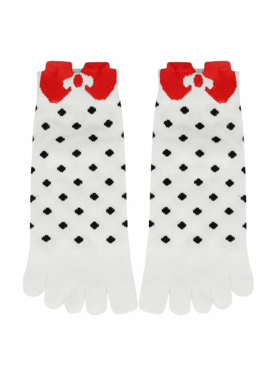 Allegra K Women's Yellow Low Cut Bowknot Dot Pattern Stretchy Toe Socks Size 9-11 Fashion Accessories