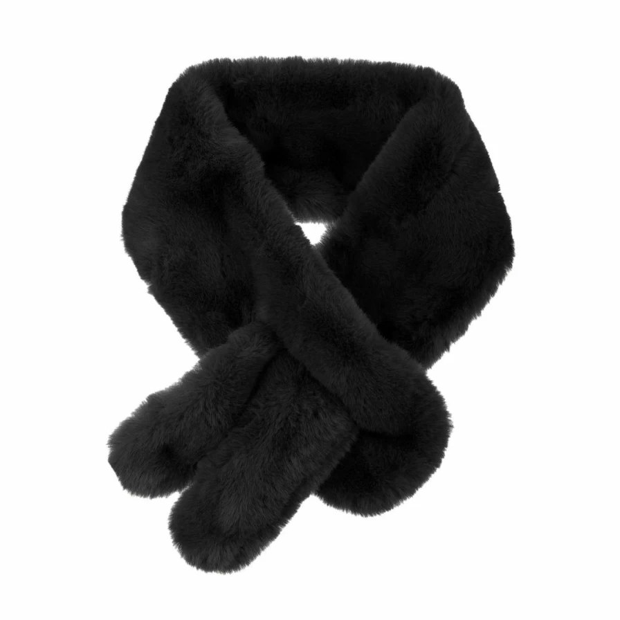 Fluffy Faux Fur Scarf with Rabbit Ears - Plush Winter Neck Warmer for Women