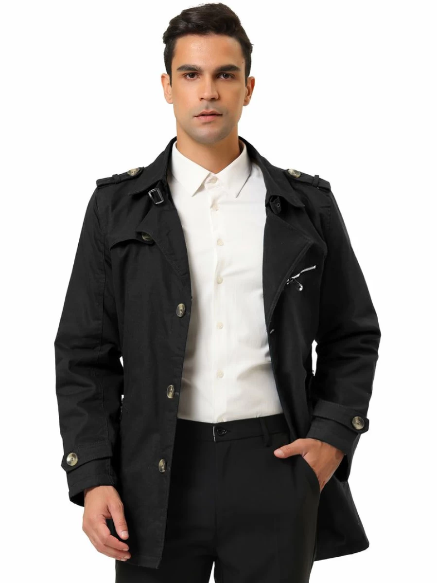 Men's Single Breasted Trench Coat with Notch Lapel - Winter Overcoat for Style & Warmth
