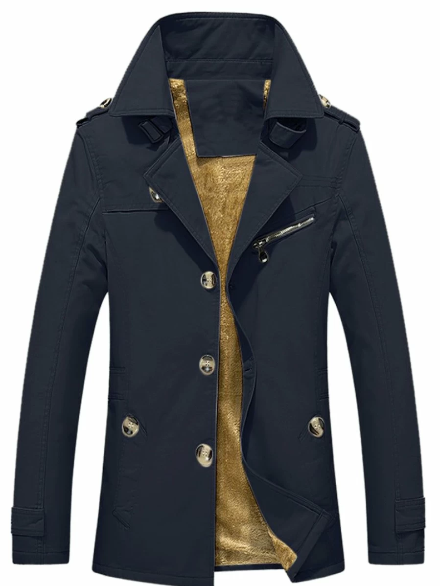 Men's Single Breasted Trench Coat with Notch Lapel - Winter Overcoat for Style & Warmth