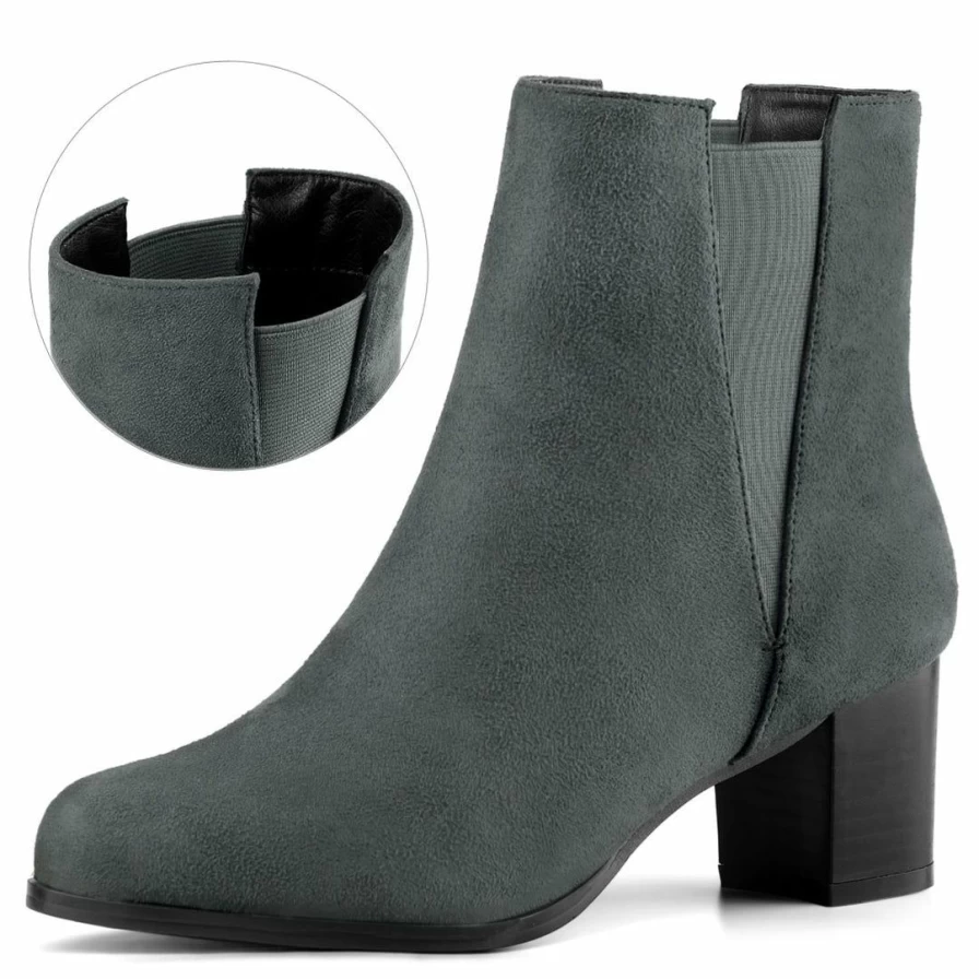 Women's Chunky Heel Ankle Boots Round Toe Chelsea Boots Comfortable Casual Fashion Footwear