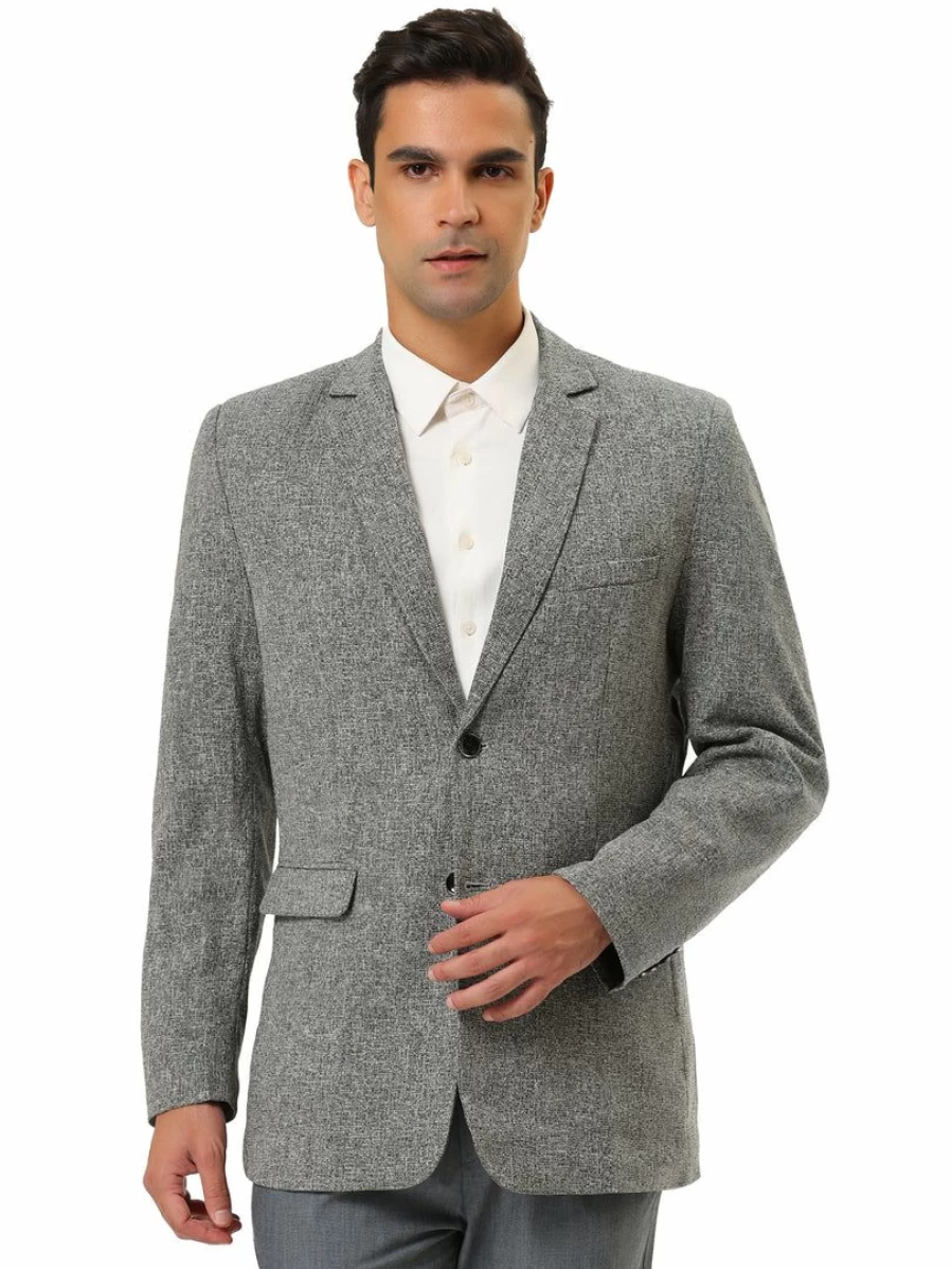 Men's Single Breasted Business Blazer - 2-Button Formal Suit Jacket for Office & Events