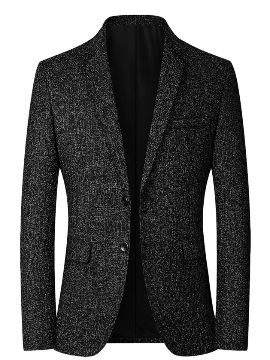 Men's Single Breasted Business Blazer - 2-Button Formal Suit Jacket for Office & Events