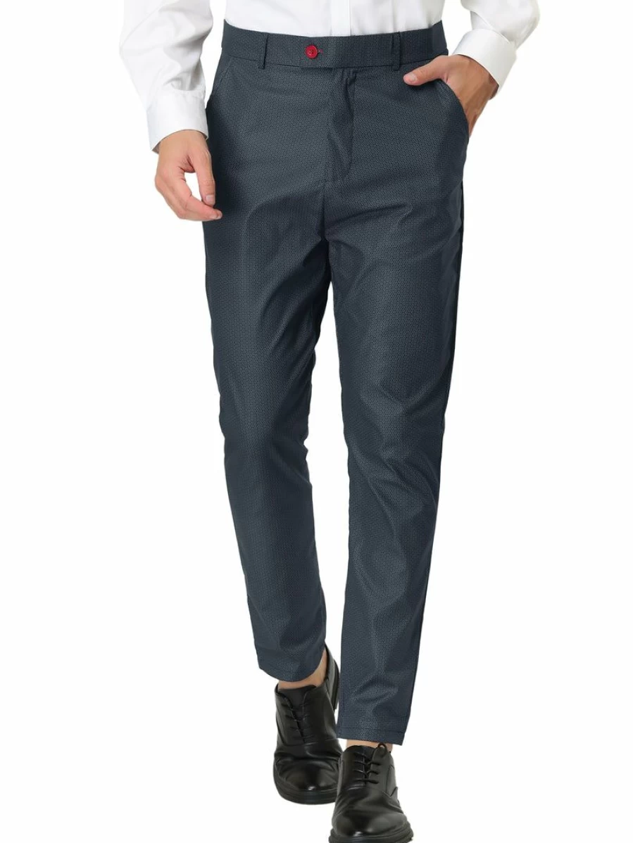 Men's Slim Fit Dots Print Dress Pants Formal Business Trousers for Prom & Office Wear