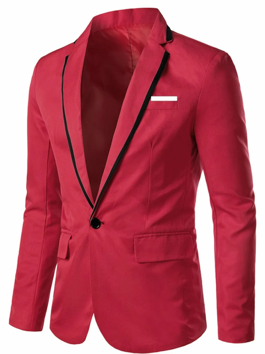 Men's Slim Fit Single Breasted Blazer - Business Prom Suit Jacket - Modern Tailored Sports Coat