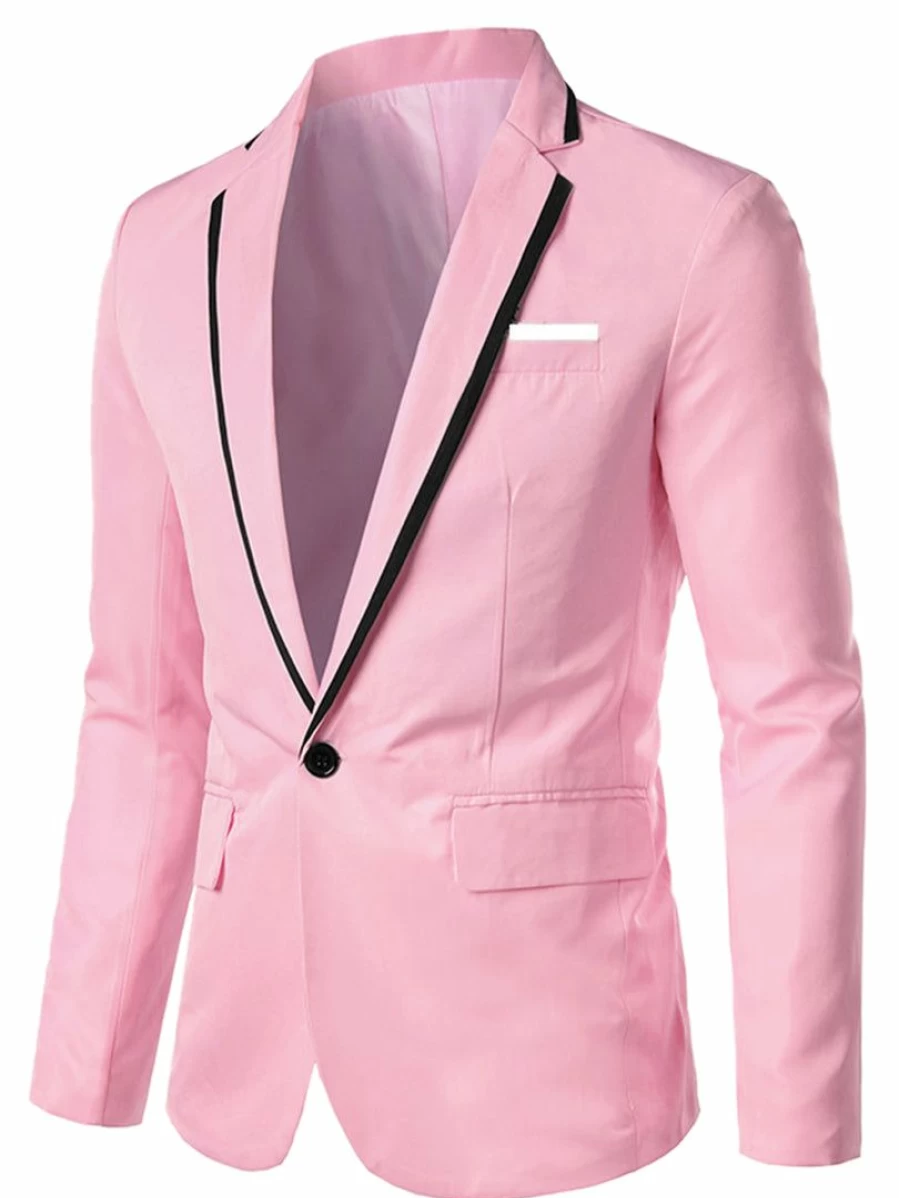 Men's Slim Fit Single Breasted Blazer - Business Prom Suit Jacket - Modern Tailored Sports Coat