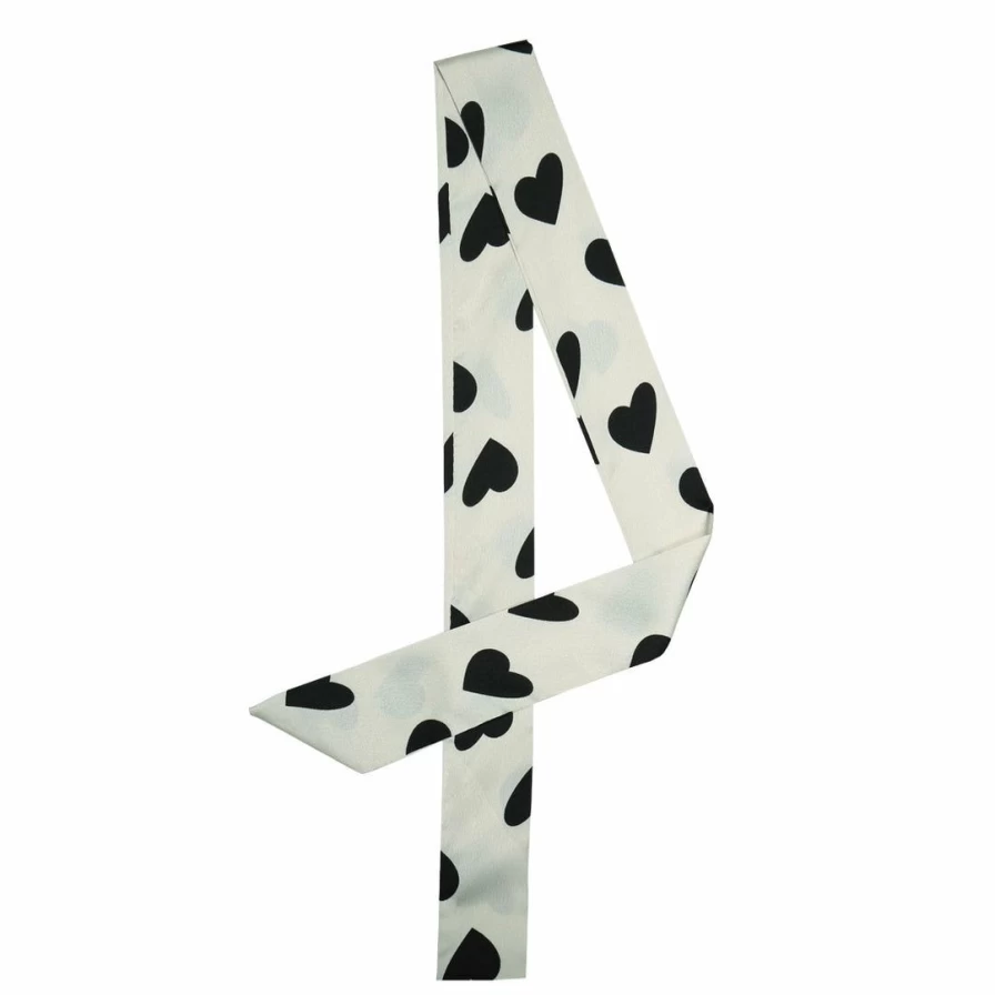 Allegra K Women's Fashion Scarf - Skinny Ribbon Neckerchief with Heart Pattern, Hair Bandana, Wrist Wrap, Handbag Accessory