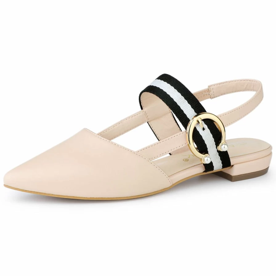 Women's Pointed Toe Slingback Flat Pumps - Elegant Low Heel Dress Shoes for Comfort & Style