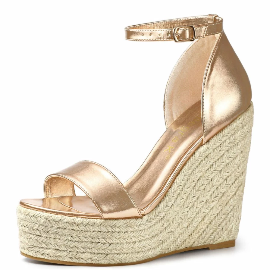 Women's Open Toe Espadrille Wedge Sandals with Platform for Summer Fashion