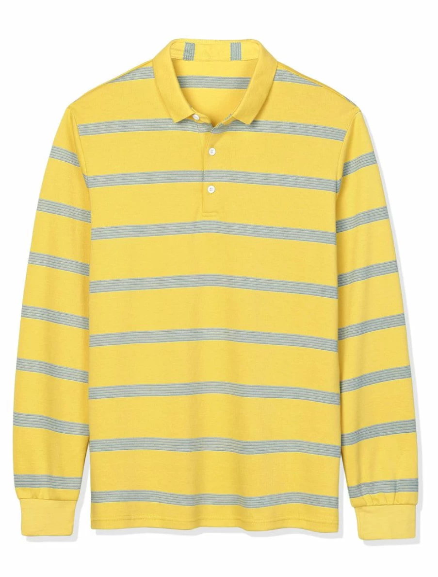 Men's Color Block Striped Polo Shirt Long Sleeve Pullover Golf Top