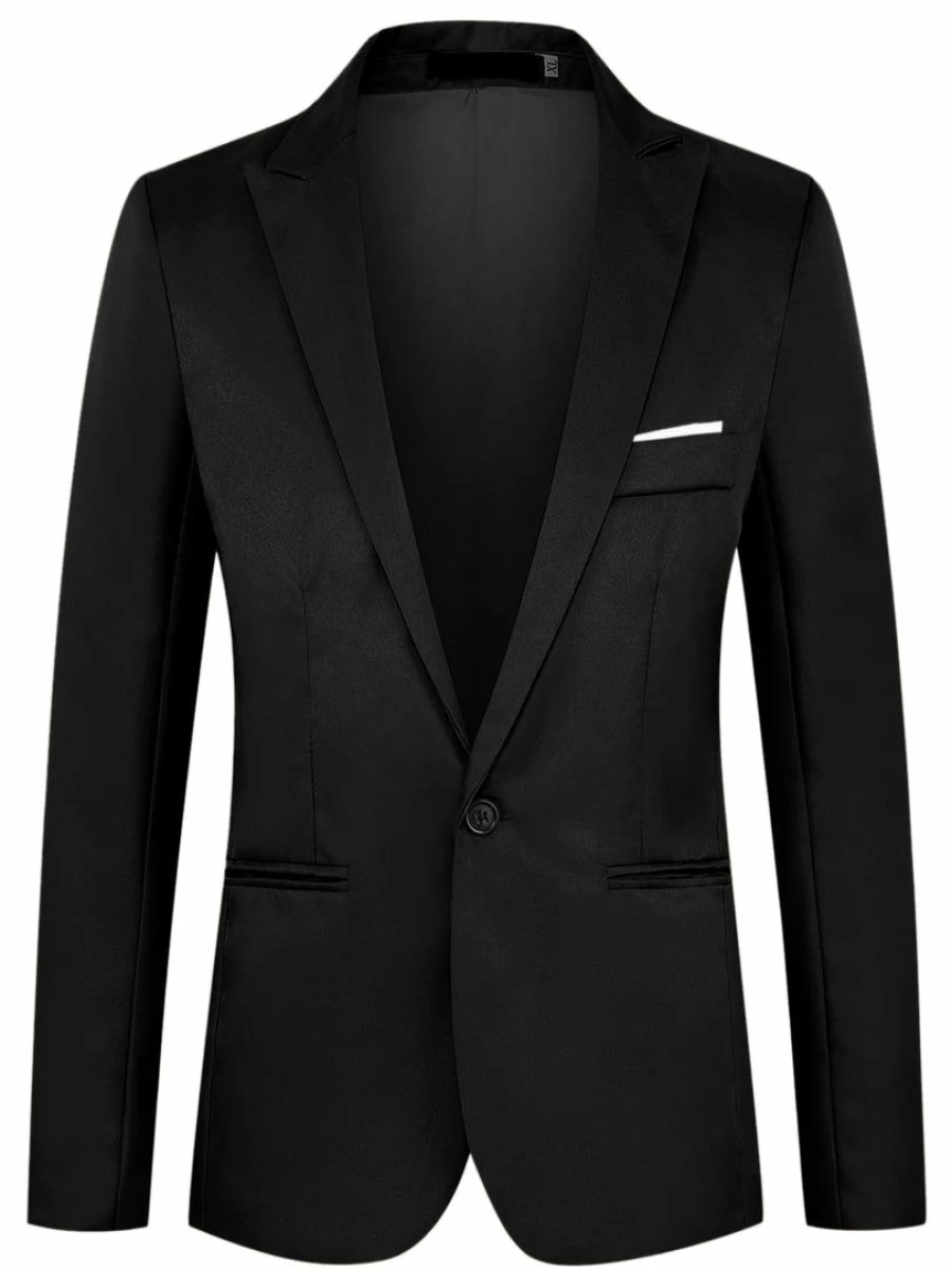 Men's Slim Fit Single Breasted Formal Blazer - One Button Dress Suit Jacket for Business & Special Occasions