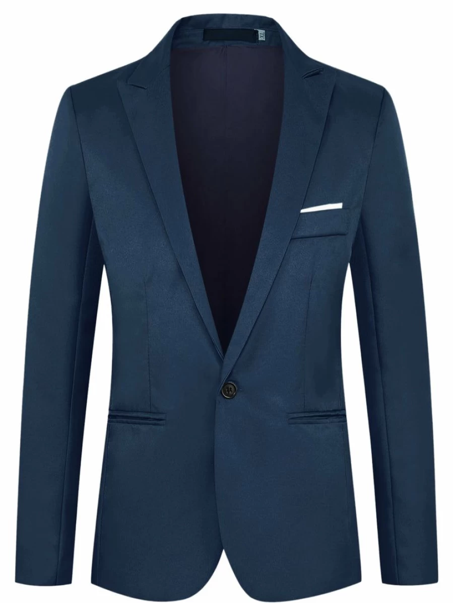 Men's Slim Fit Single Breasted Formal Blazer - One Button Dress Suit Jacket for Business & Special Occasions