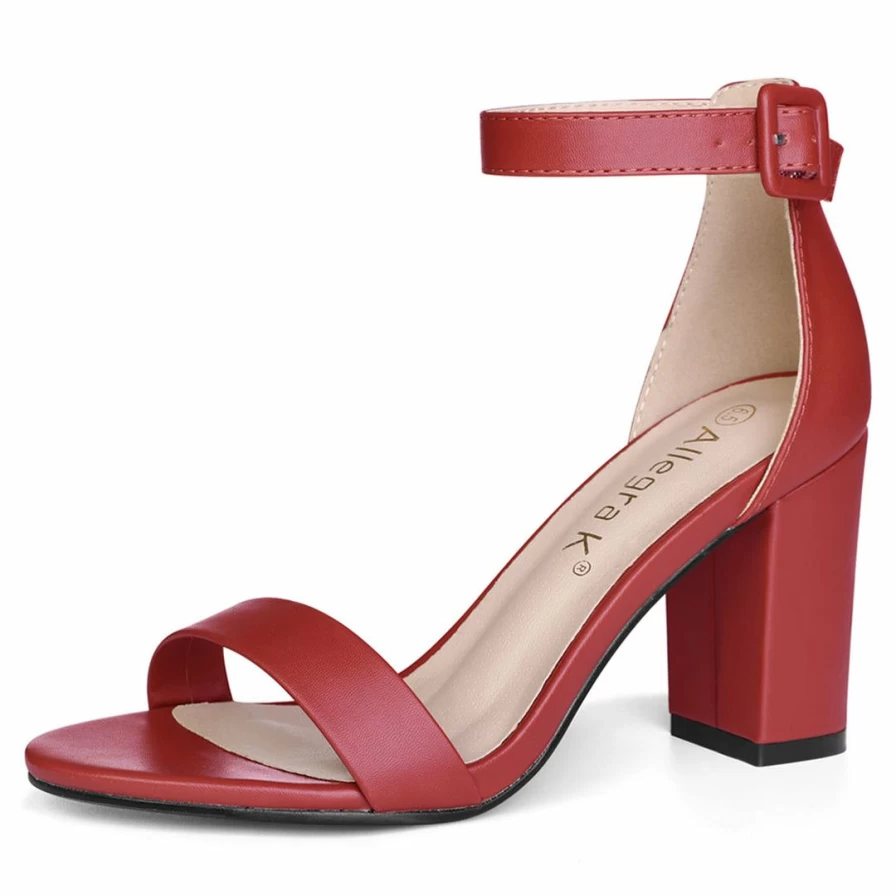 Allegra K Women's Chunky Heel Ankle Strap Sandals - Stylish High Heel Shoes for Women