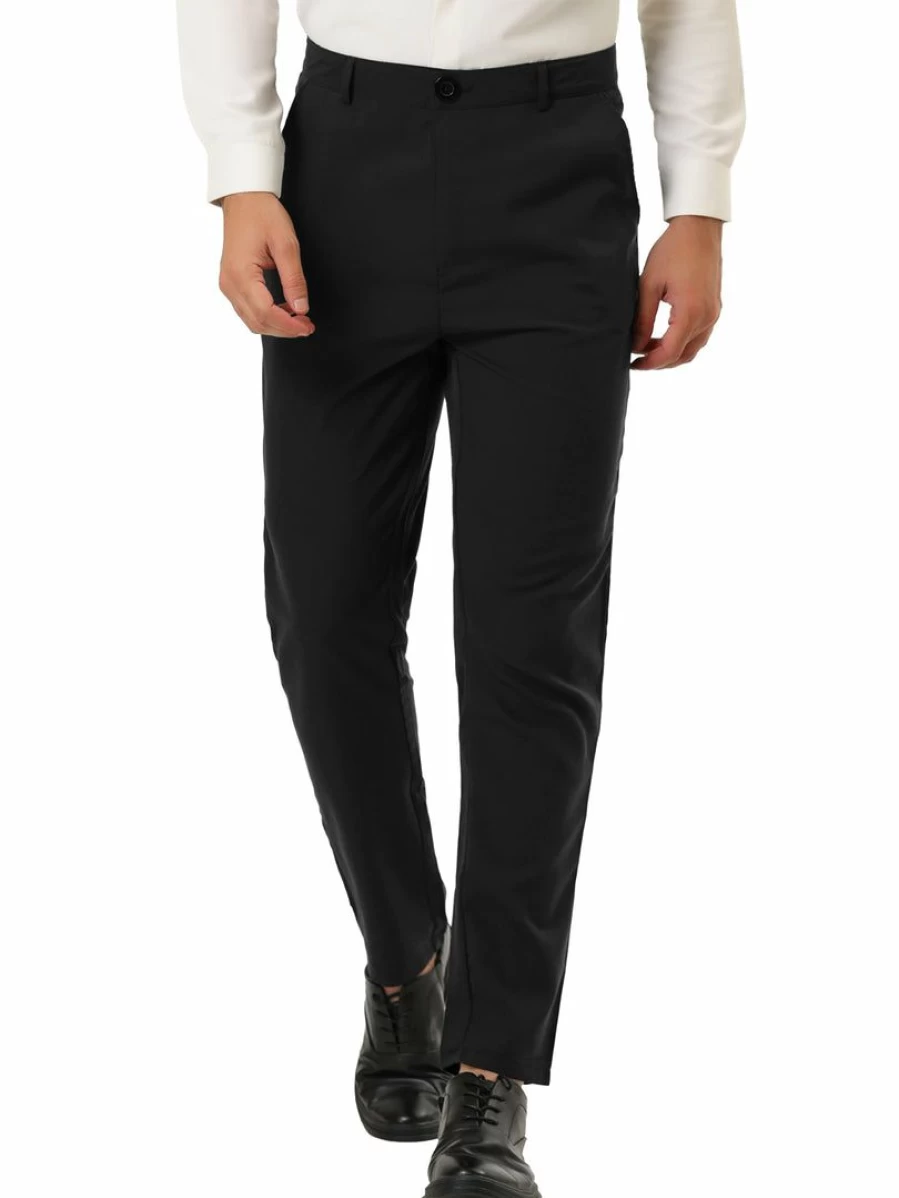 Men's Slim Fit Dress Pants Casual Flat Front Skinny Trousers for Business & Office Wear