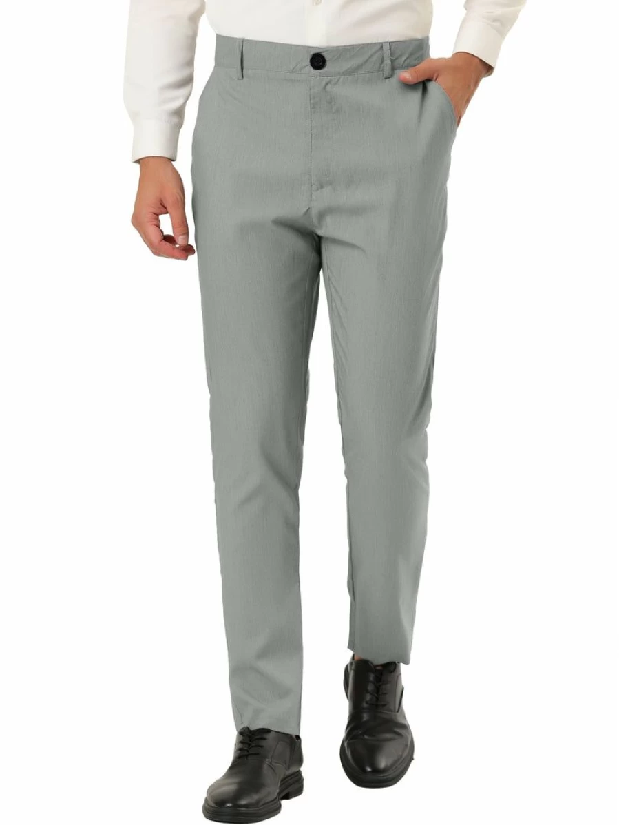 Men's Slim Fit Dress Pants Casual Flat Front Skinny Trousers for Business & Office Wear