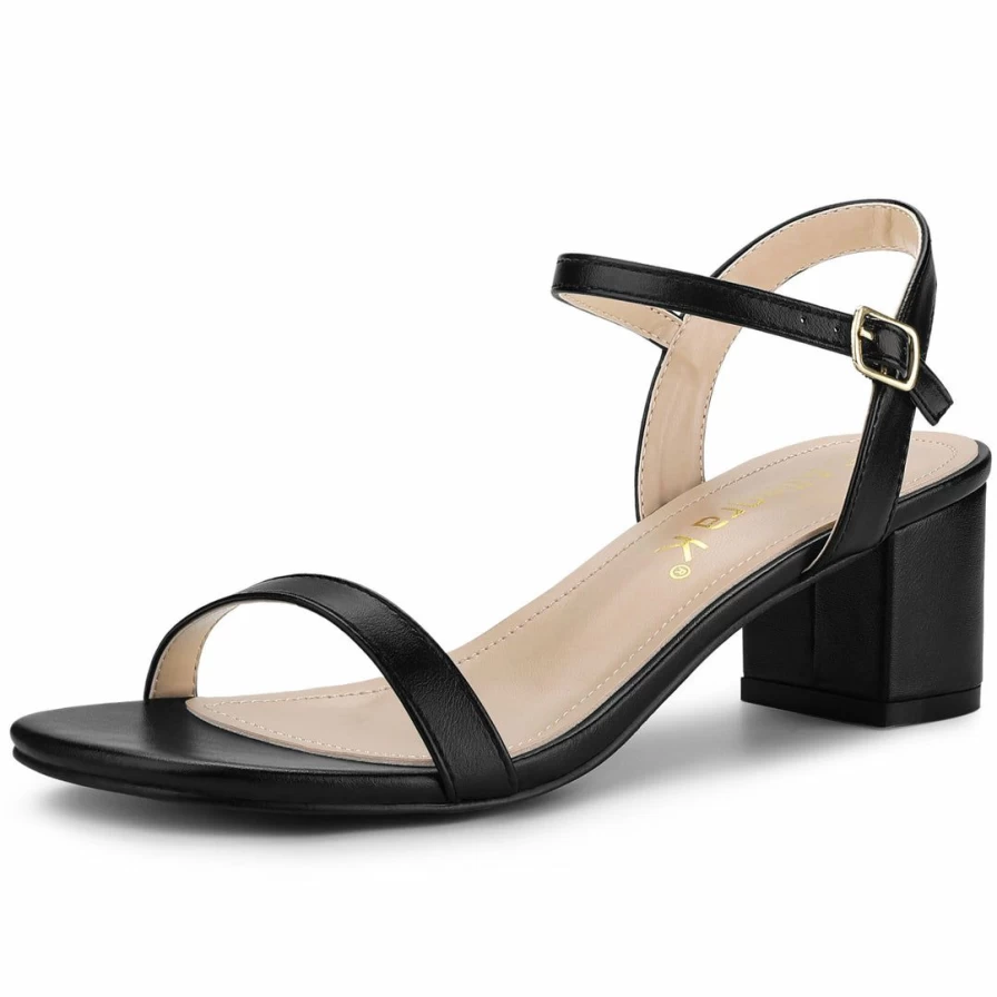 Women's Chunky Heel Slingback Sandals with Buckle Detail - Comfortable & Stylish Heeled Shoes