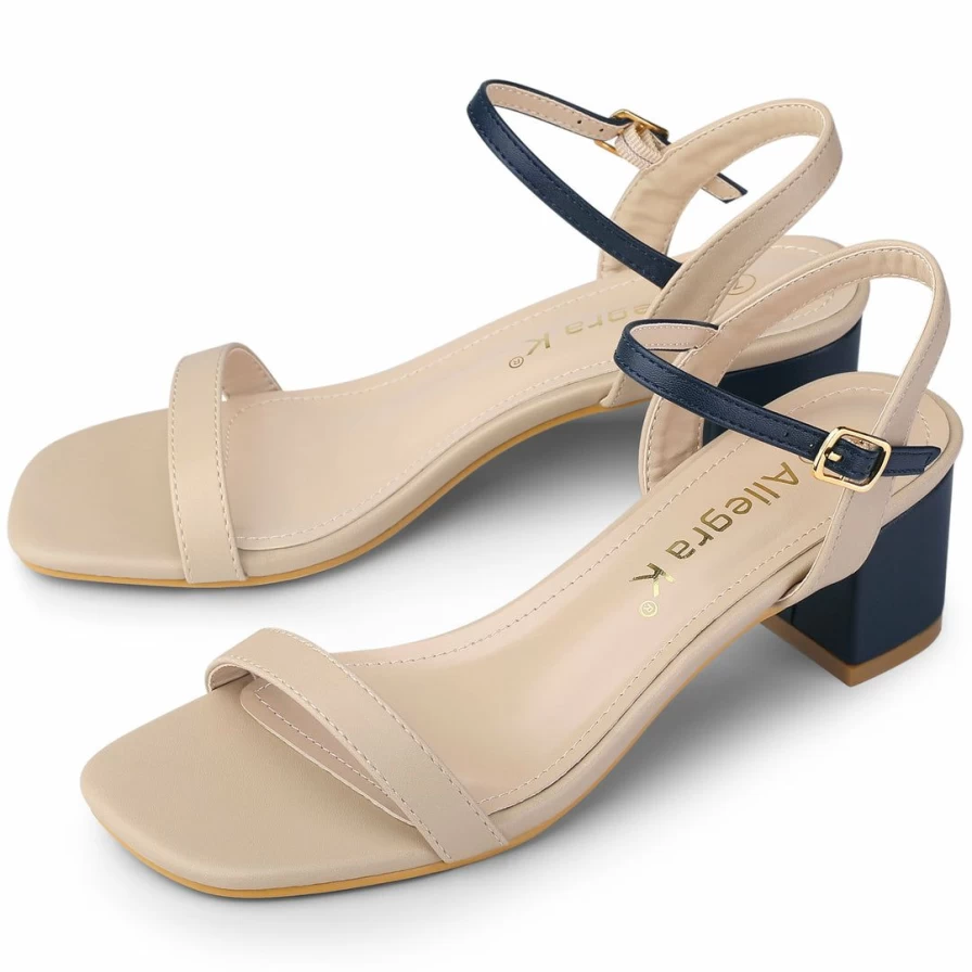 Women's Chunky Heel Slingback Sandals with Buckle Detail - Comfortable & Stylish Heeled Shoes