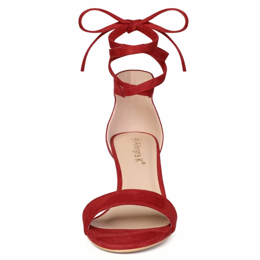 Women's Open-Toe Kitten Heel Lace-Up Sandals - Elegant Dress Shoes for Formal Occasions