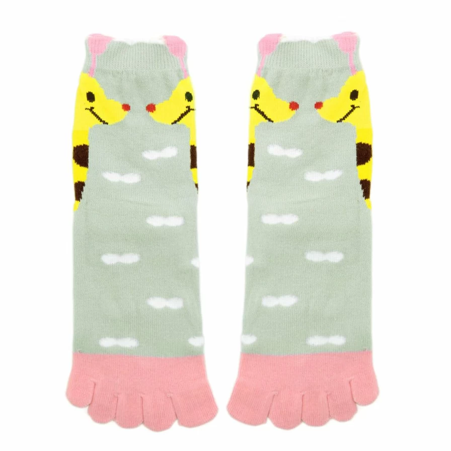 Women's Novelty Giraffe Print Elastic Cuff Toe Socks - Stretchy Comfort for Shoe Sizes 9-11