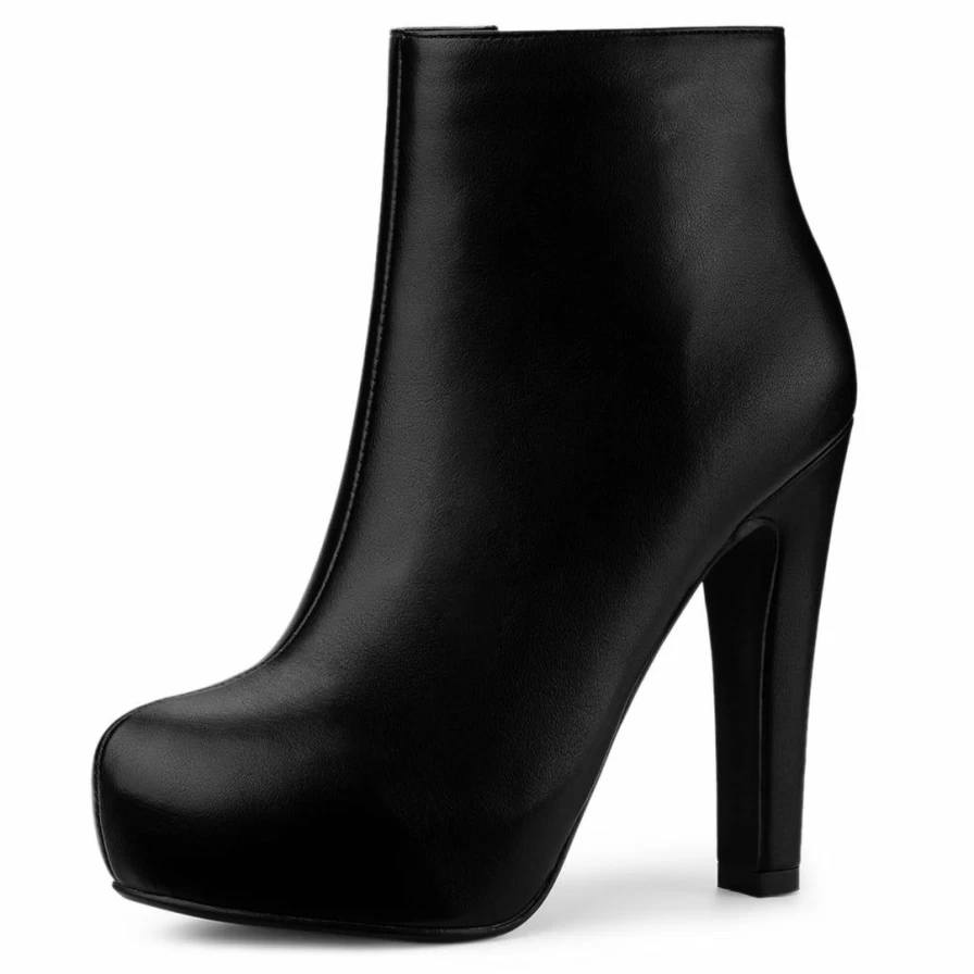 Women's Chunky Heel Ankle Boots with Platform - Fashionable Knee High Winter Shoes for Ladies