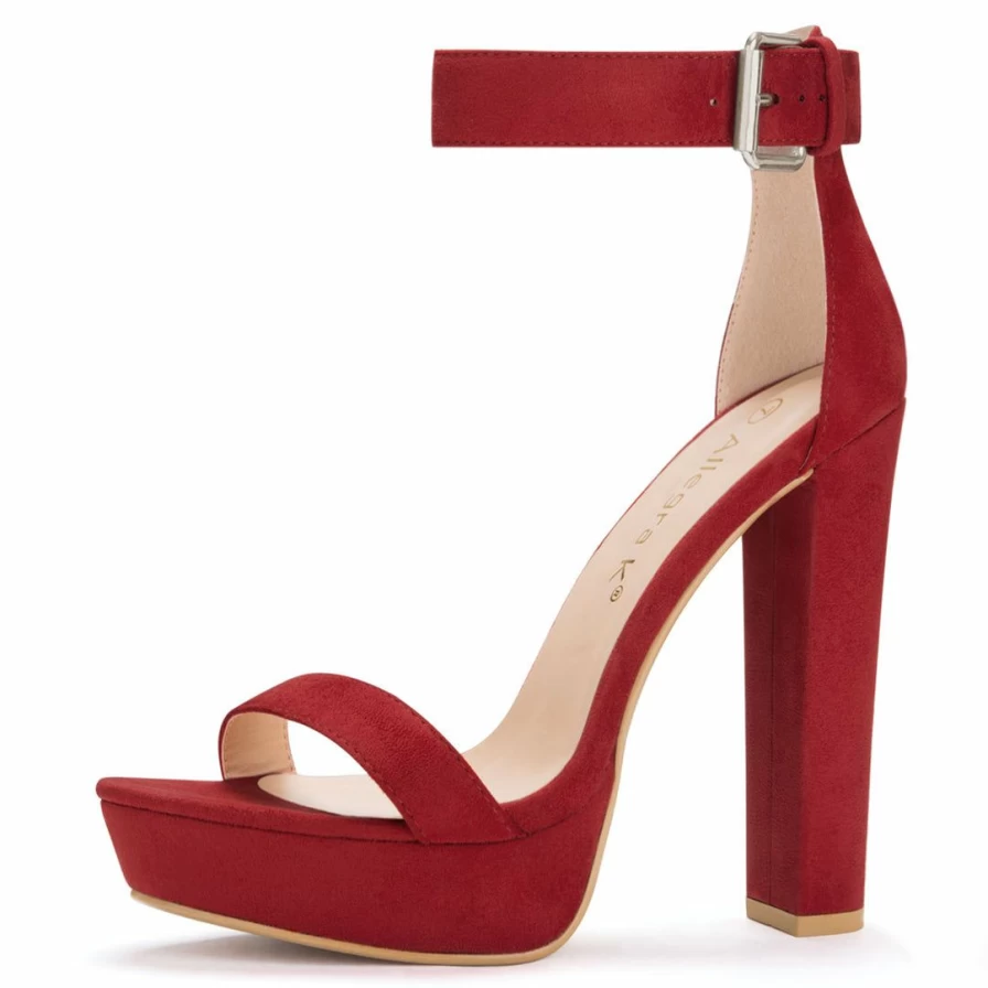 Allegra K Women's Chunky Heel Ankle Strap Sandals Platform High Heels