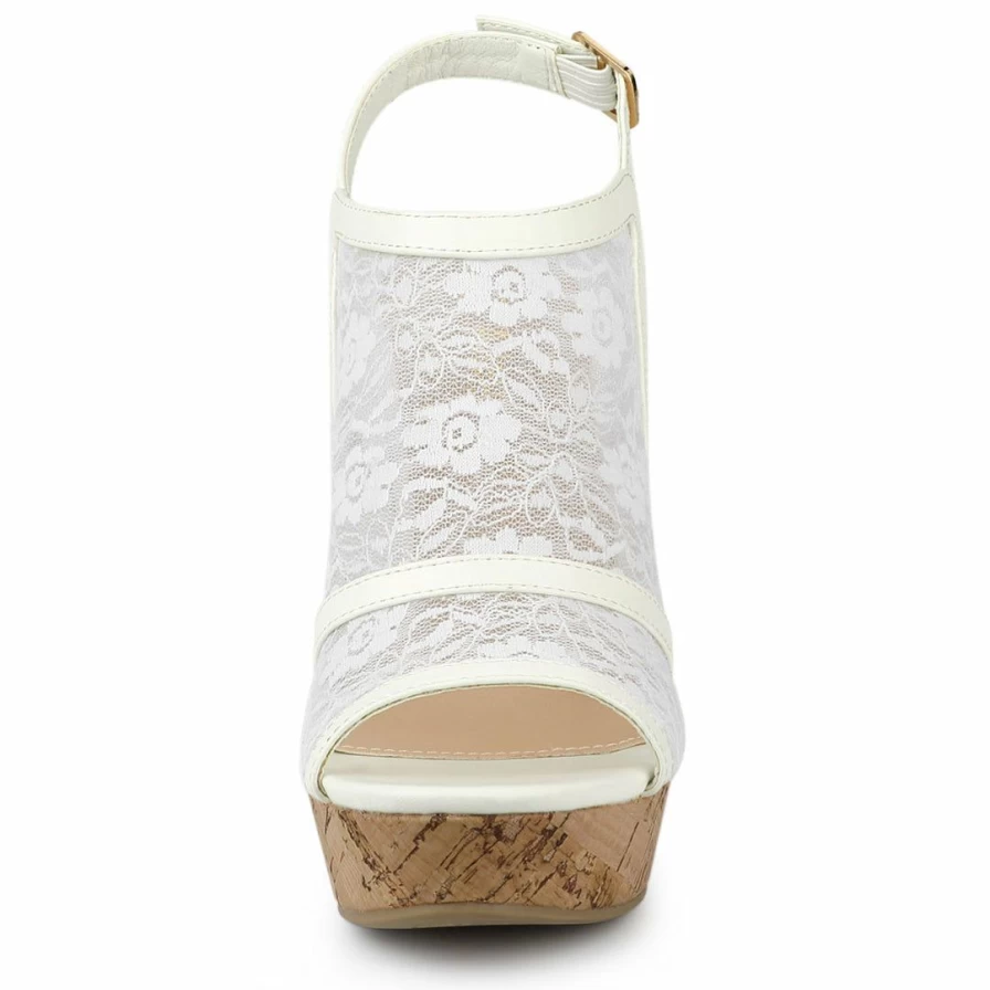 Women's Open Toe Platform Wedge Sandals with Lace Detail – Comfortable High Heel Summer Shoes