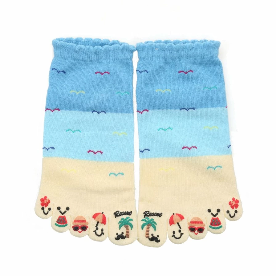 Women's Low Cut Cartoon Print Toe Socks - 1 Pack Colorful Contrast Design (Size 7-9)
