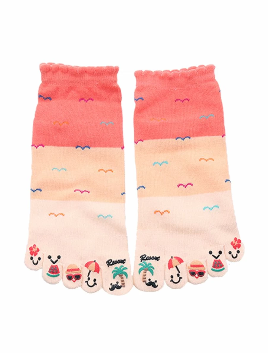 Women's Low Cut Cartoon Print Toe Socks - 1 Pack Colorful Contrast Design (Size 7-9)