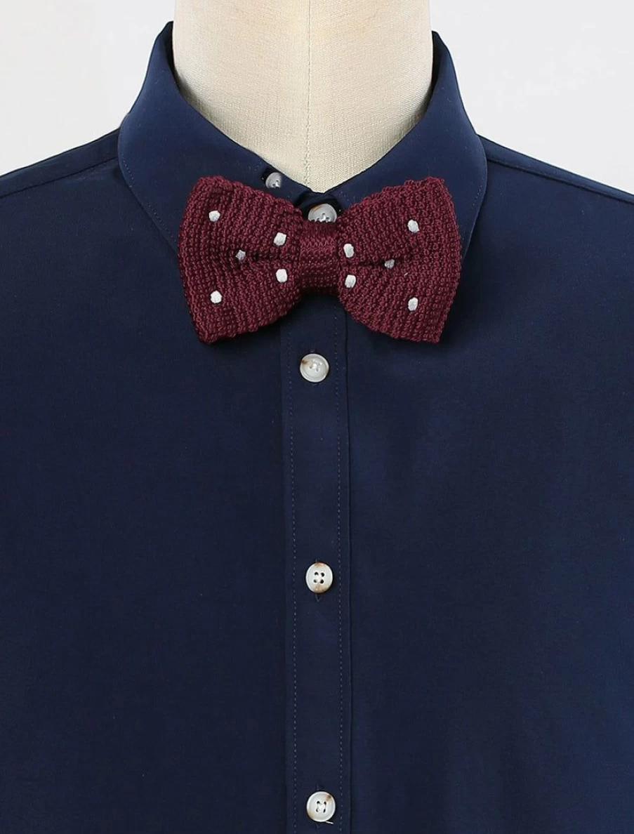 Men's Adjustable Knitted Polka Dot Bow Tie with Pre-Tied Design for Formal Accessories
