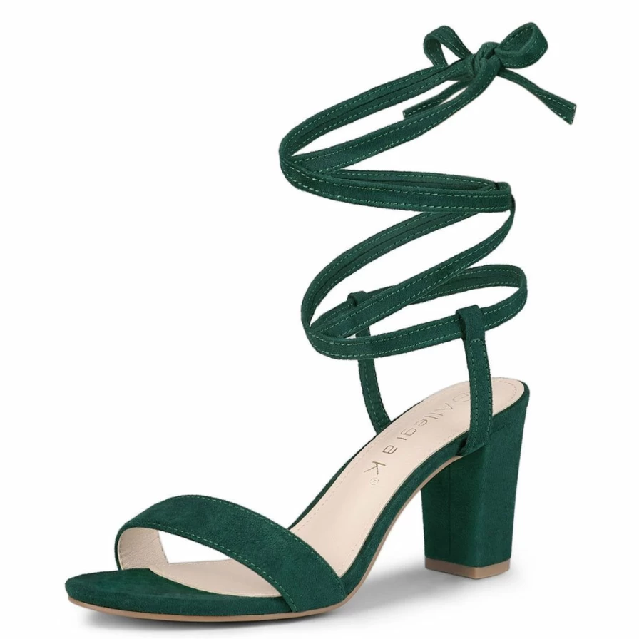 Allegra K Women's Chunky Heel Lace-Up Sandals - Stylish Comfort for Casual & Dressy Outfits