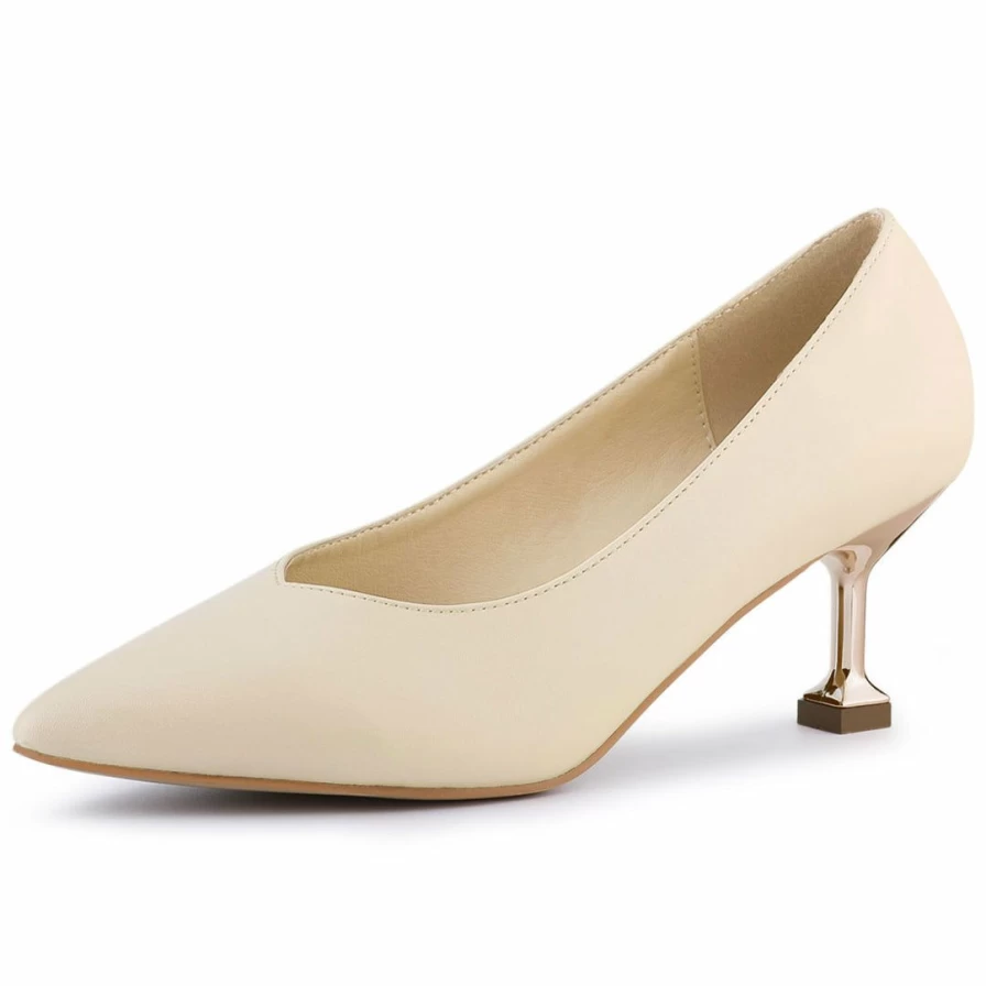 Women's Pointed Toe Low Kitten Heel Dress Pumps - Elegant Comfort & Style for Formal Occasions