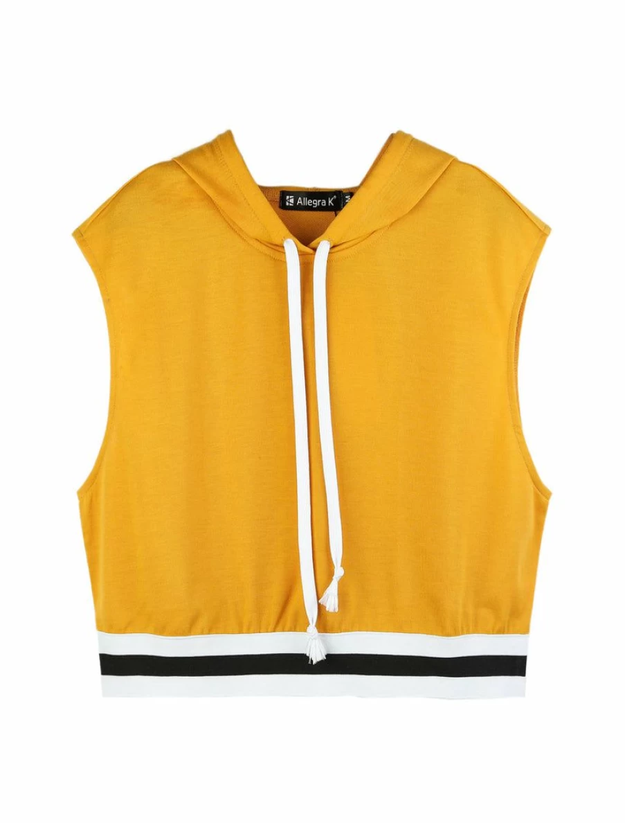 Yellow Sleeveless Hooded Crop Tank Top for Women - Casual Summer Fashion Top