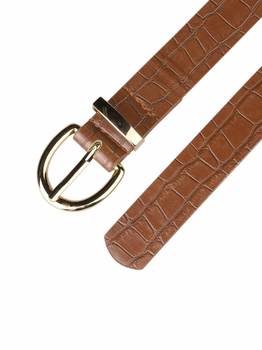 Women's Fashion Leather Belt with Alligator Embossed Design and Alloy Buckle - Stylish Waist Accessory