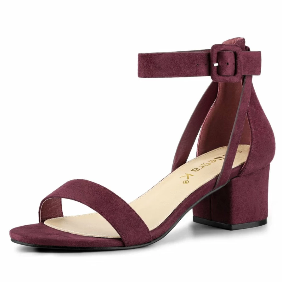 Women's Ankle Strap Block Heel Low Sandals - Comfortable Casual Summer Shoes