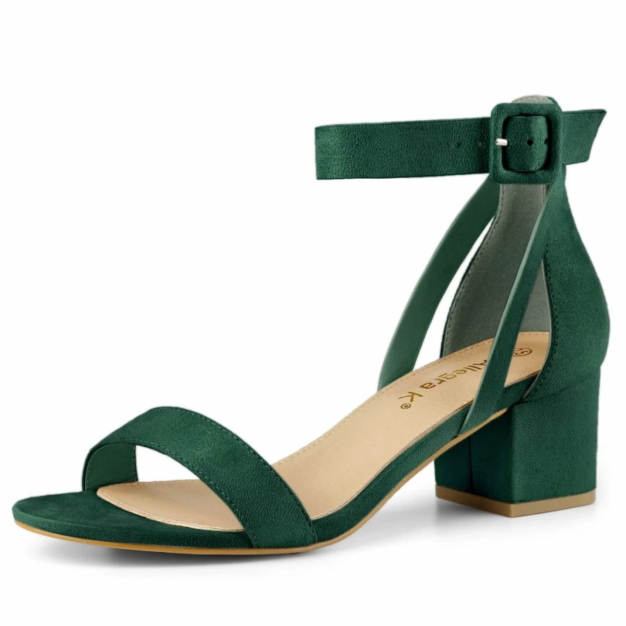 Women's Ankle Strap Block Heel Low Sandals - Comfortable Casual Summer Shoes