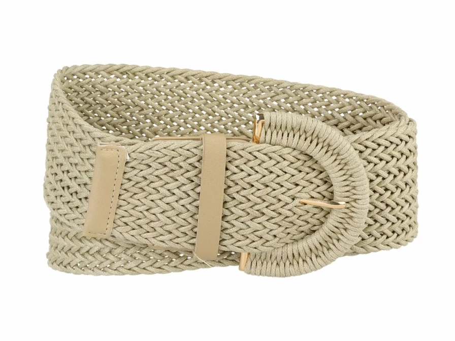 Women's Wide Woven Braided Belt with Chunky Buckle for Dresses - Stylish Waist Accessory